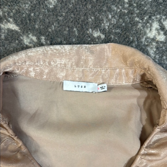 Lush Shimmering Beige Ruched Blouse - Picture 2 of 2